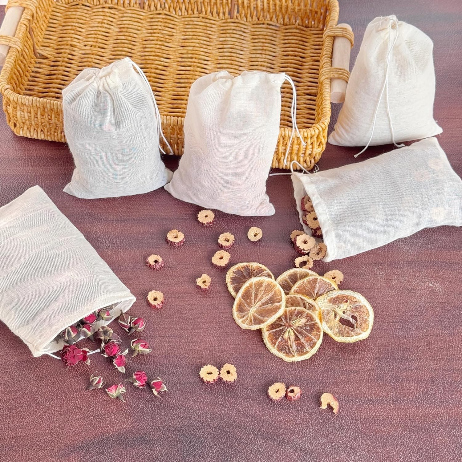 Eco-Friendly 20 Pack 3×4 Inch Reusable Cotton Muslin Bags for Gifting & Storage