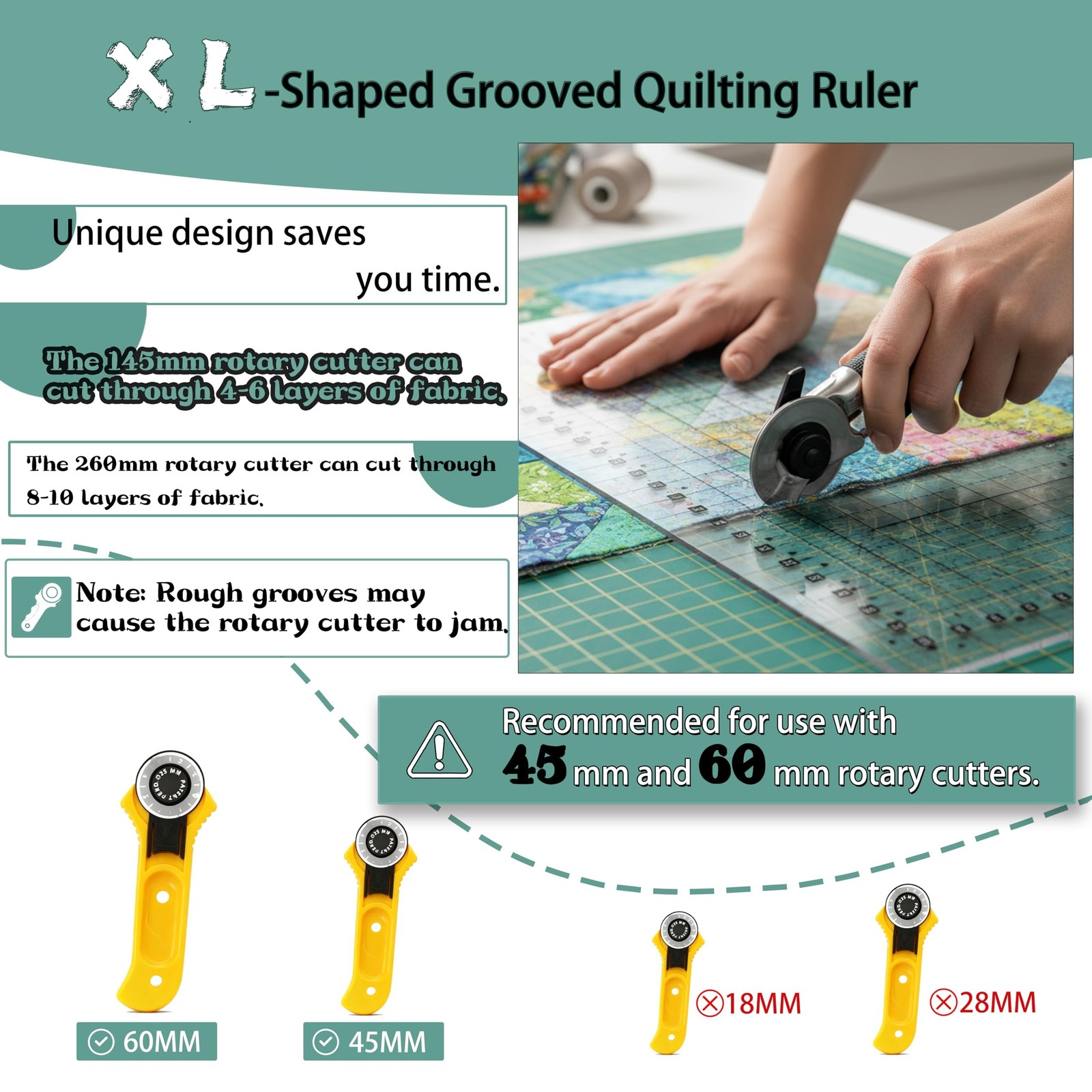 17-3/4 “x 22” XL Slotted Quilting Ruler – Non-Slip Acrylic Template for Pr