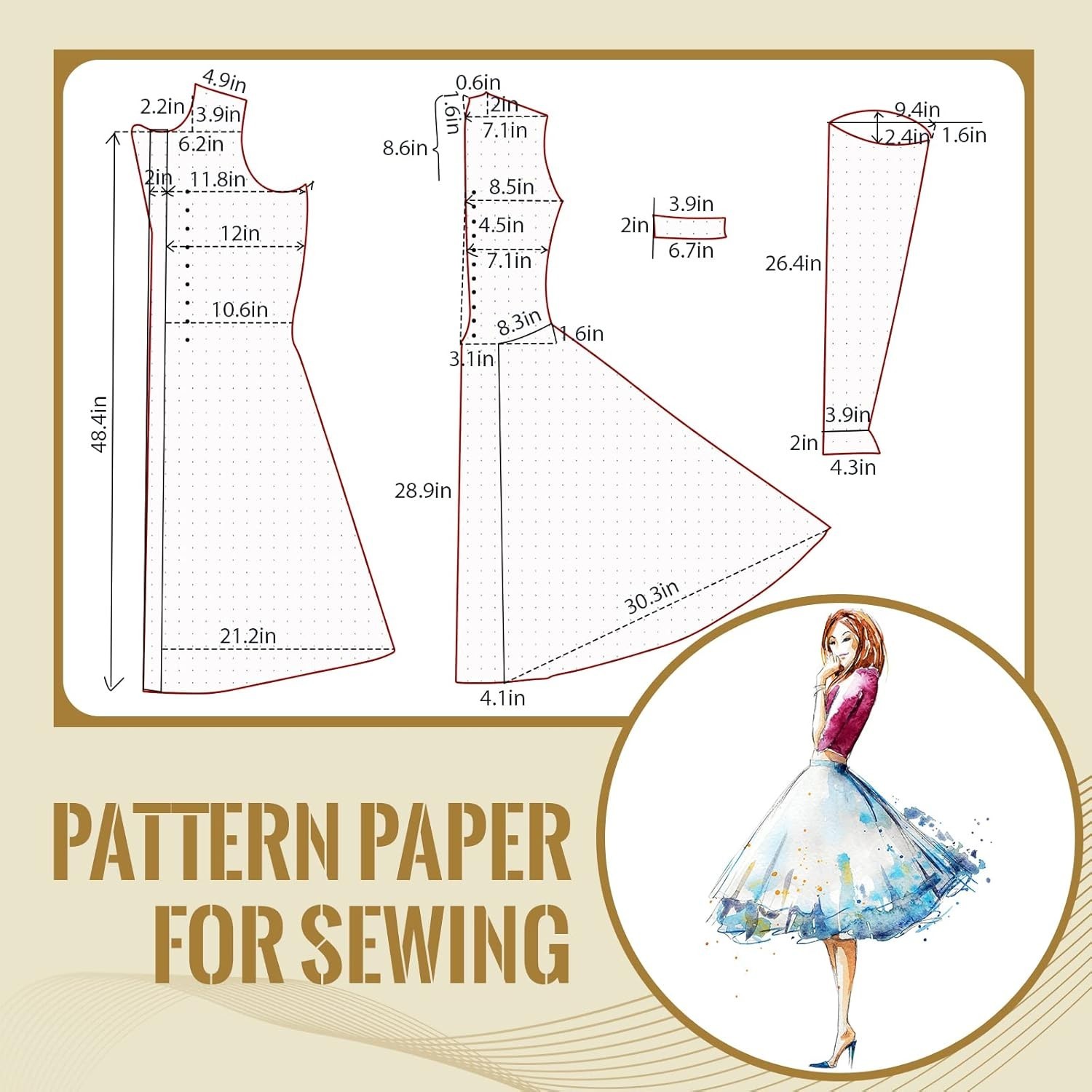Sewing Pattern Dotted Paper 45X10 Yards Tracing for Dressmaking Crafting