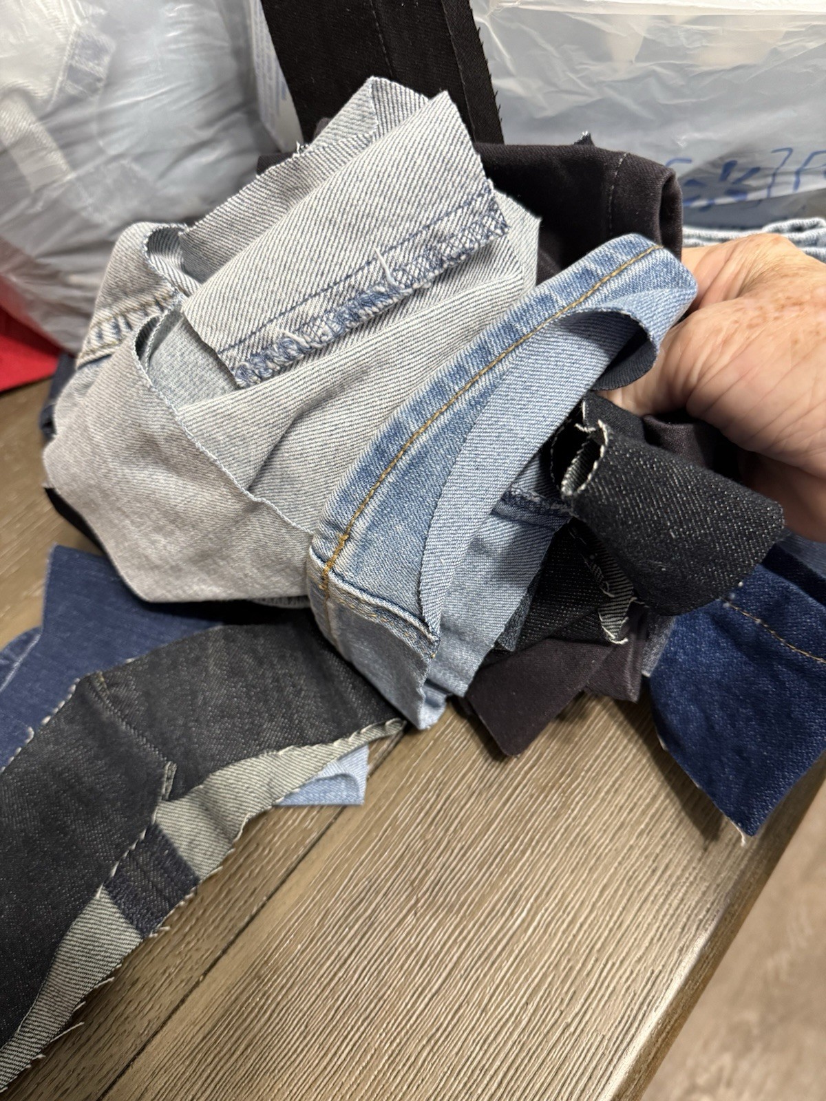 Denim Scraps – Craft, Etc Appox 4 Lbs Varies Colors And Size