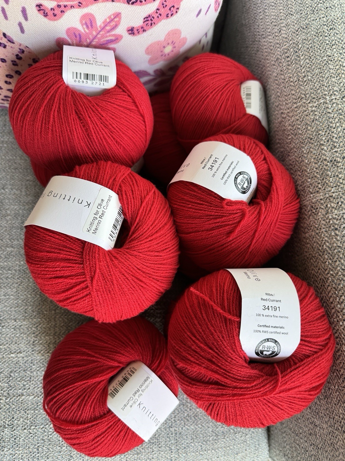 Lot Knitting For Olive Merino (11) & Silk Mohair (7) Red Currant NEW