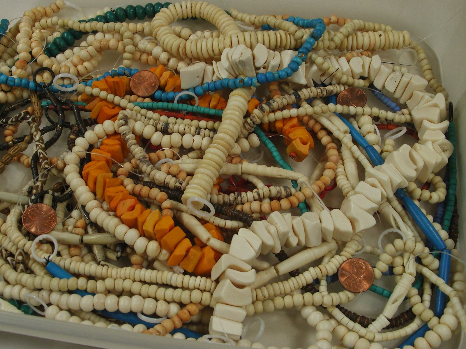 2 Pounds Assorted Shapes and Sizes India Water Buffalo Bone Beads Bulk (KRD-4) ⭐