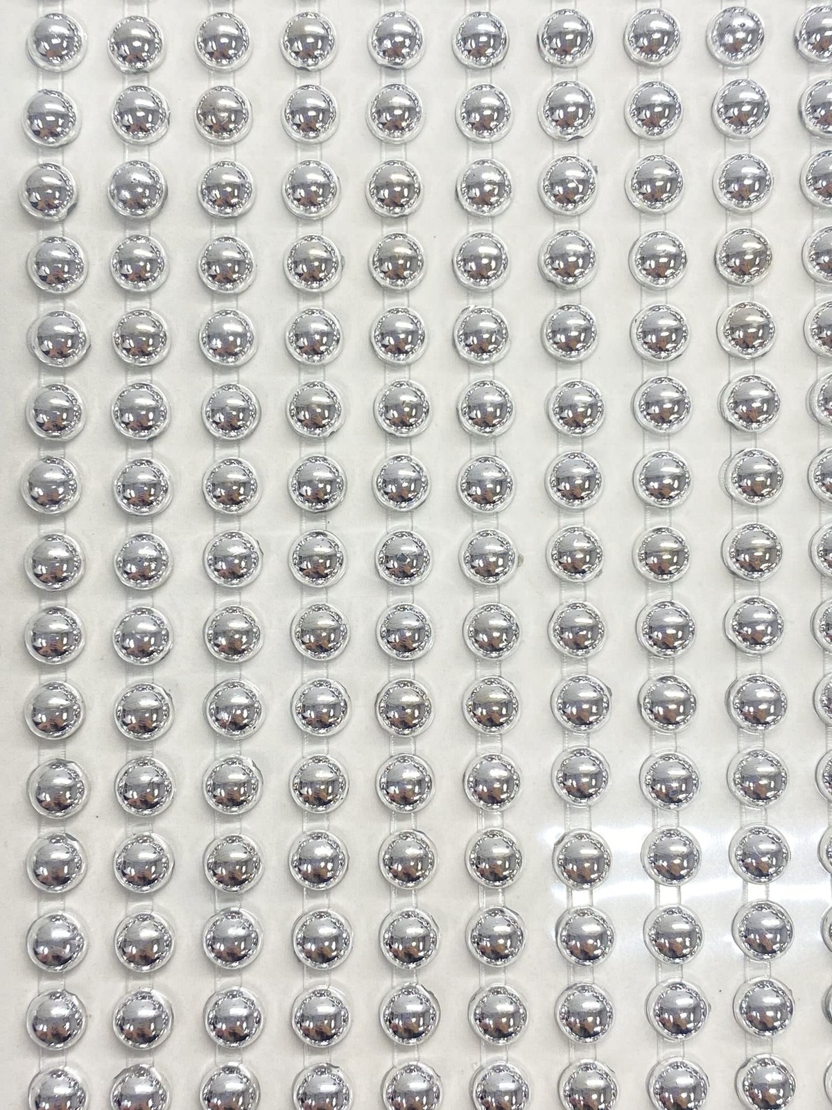 400 Metallic Silver Self Adhesive Pearls 6mm Stick On Craft Beads Decor