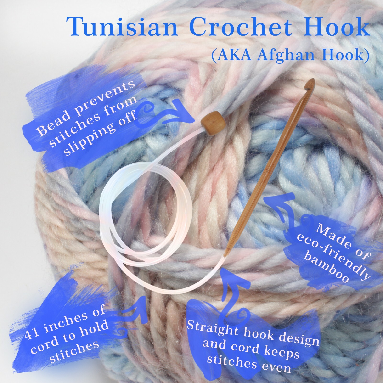 JubileeYarn Tunisian Bamboo Crochet Hook Set – 12 Sizes