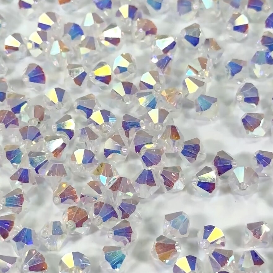 Czech Bicone Crystal Beads Preciosa Crystal AB2X full AB Rondelles 4mm 6mm