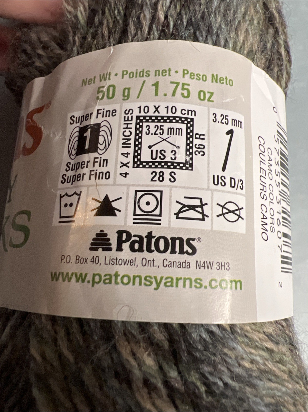 Patons Kroy Socks FX Sock Yarn Skein Super Fine 4 Ply Camo Colors 243457 ￼