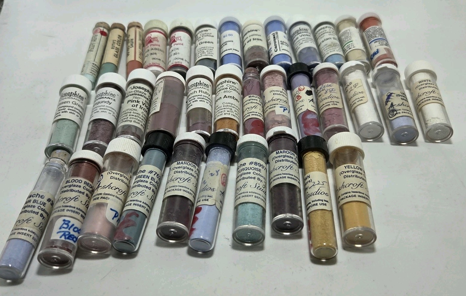 VTG Lot Of 36 China Paint Porcelain Dry Powder Various Manufacturers Ashcroft