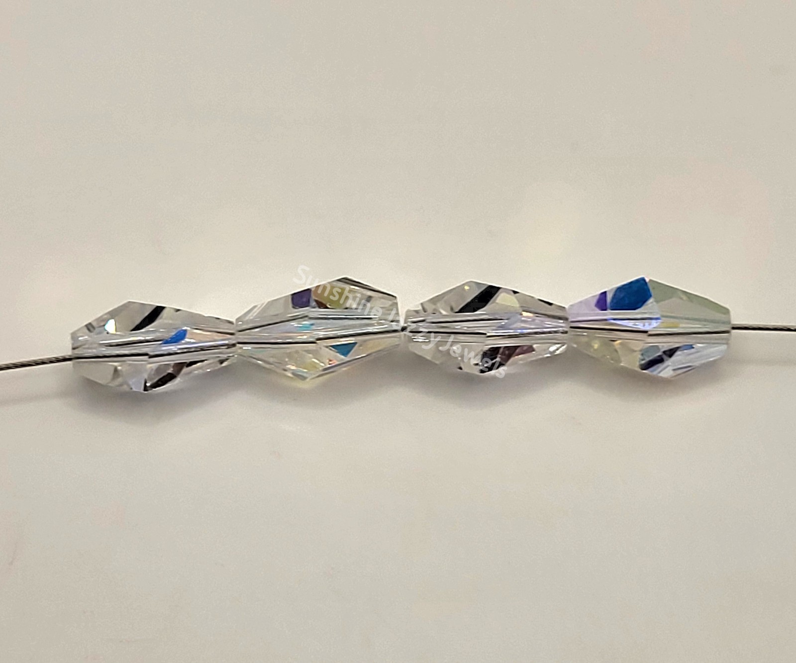 4pc Swarovski Crystal Clear AB Polygon 5203 Bead; 2 Sizes: 12x8mm or 18x12mm