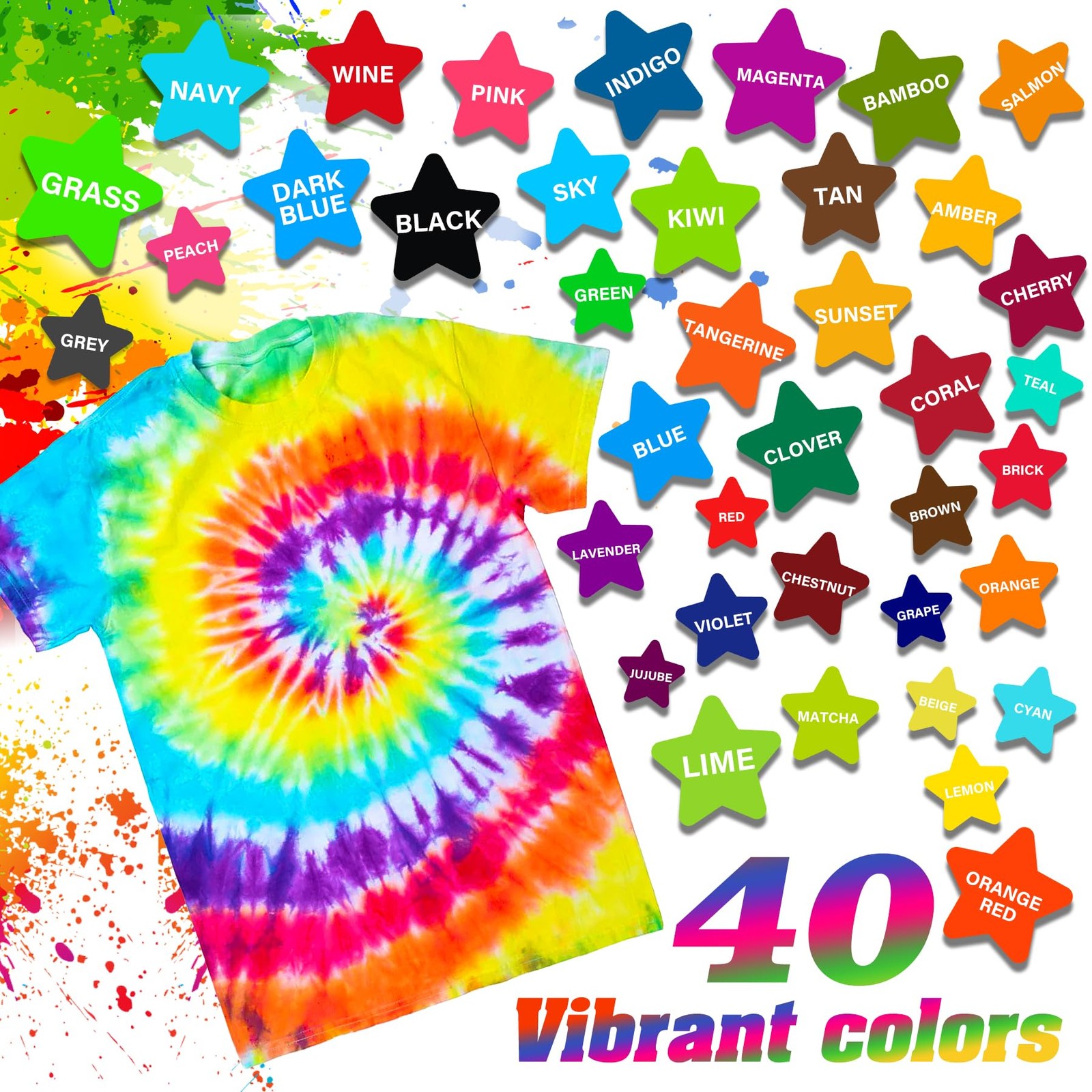 Decorrom Tie Dye Kit – 40 Colors Fabric Tie Dye Kits For Diy Textile Paint Art