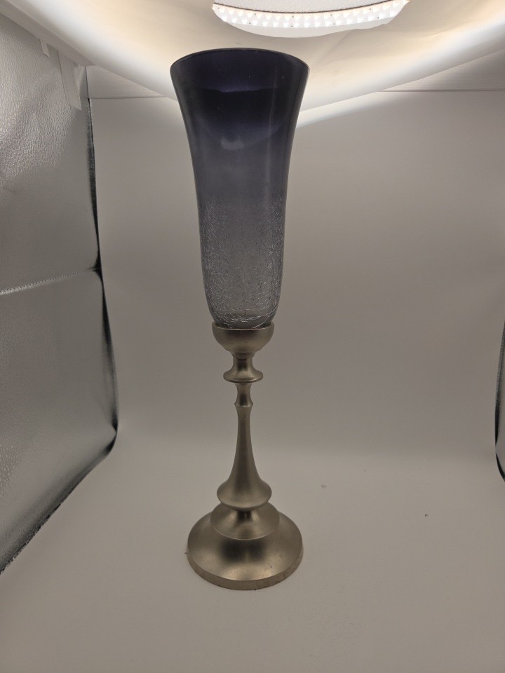 Smoky Amber and Blue Gradient Glass Candle Holder
