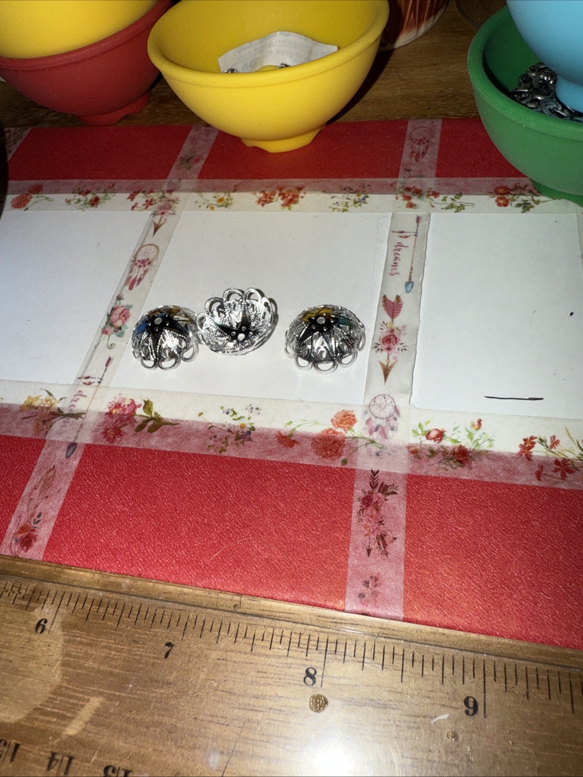 46 Bead Caps Silver-Filled Aluminum 19x7mm Star Flower Design. US Seller