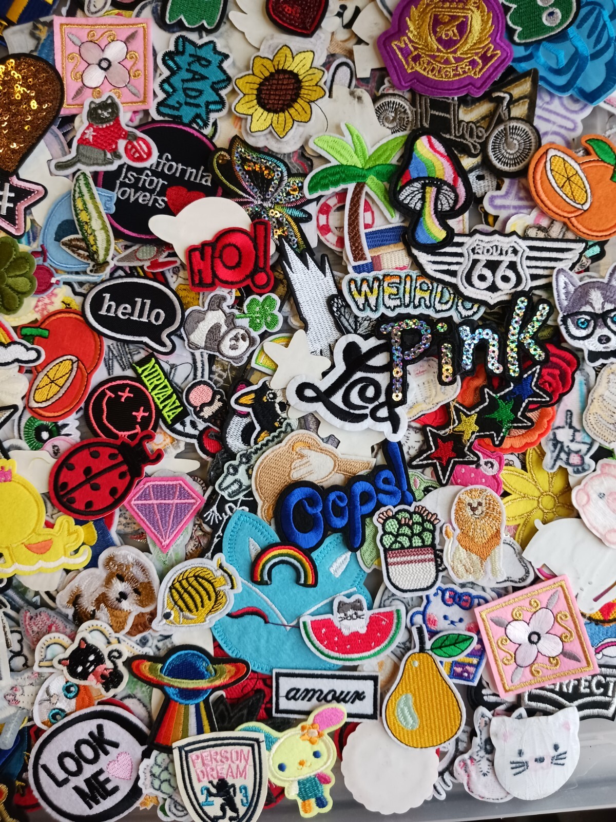 100 MIXED IRON on and SEW on patches. Huge patch lot ships USA free! Appliques