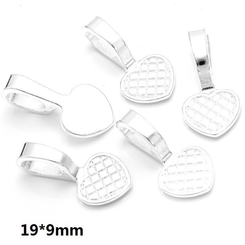 100Pcs Heart Glue on Bail Charm Pendants Earring Charms for DIY Jewelry Making
