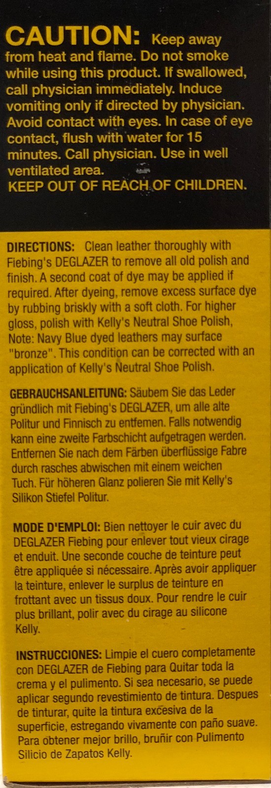 Fiebing’s Leather Dye w/ Applicator – ALL COLORS- 4 OZ |Not for CA Customers|