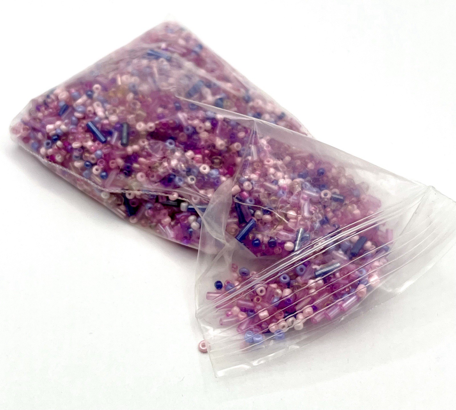 Mixed Sead And Bugle Beads Pink Purple Fuchsia Glass Czech Bead