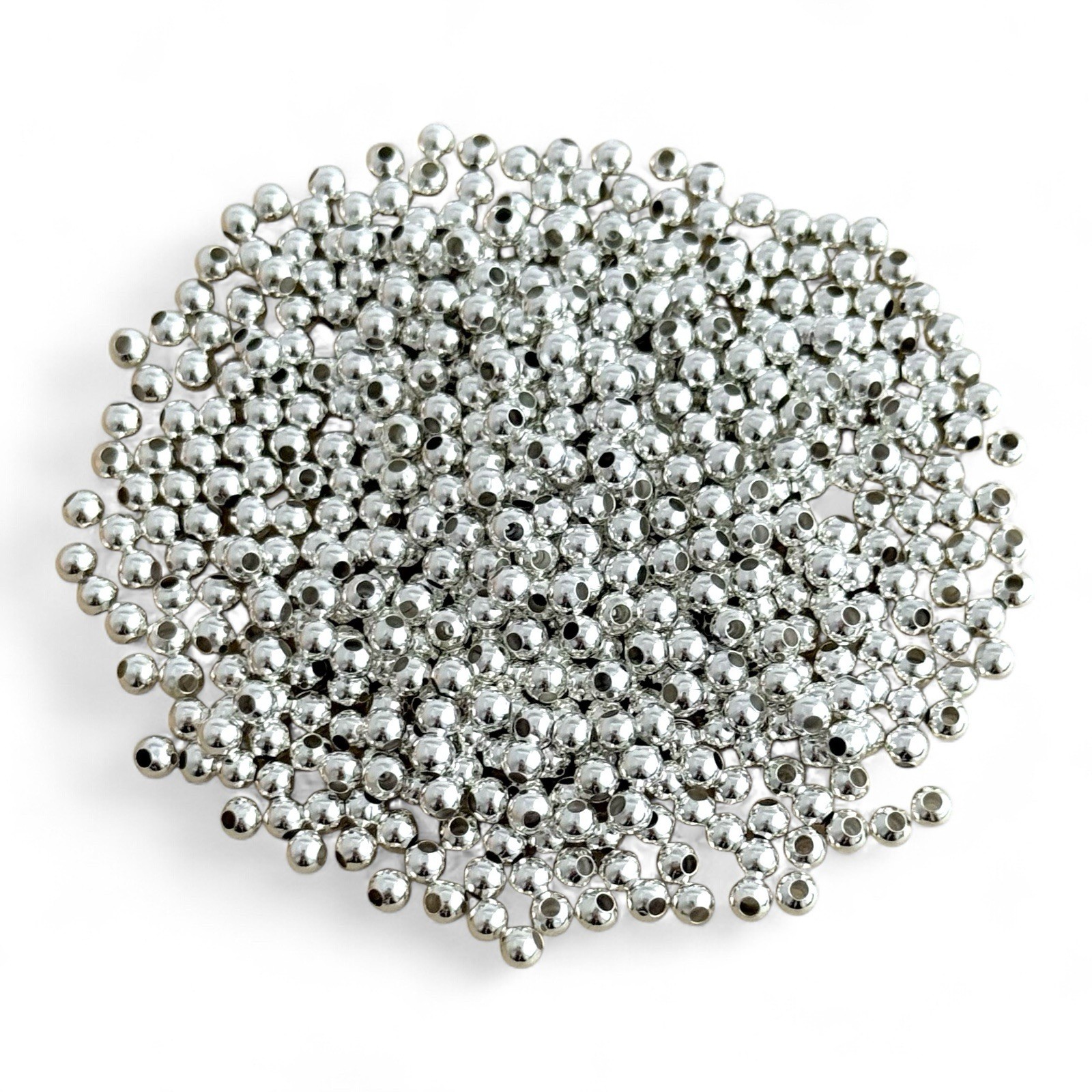 500 Bright Silver Spacer Beads 3mm Round Seamless 1.4mm Hole Jewelry Findings