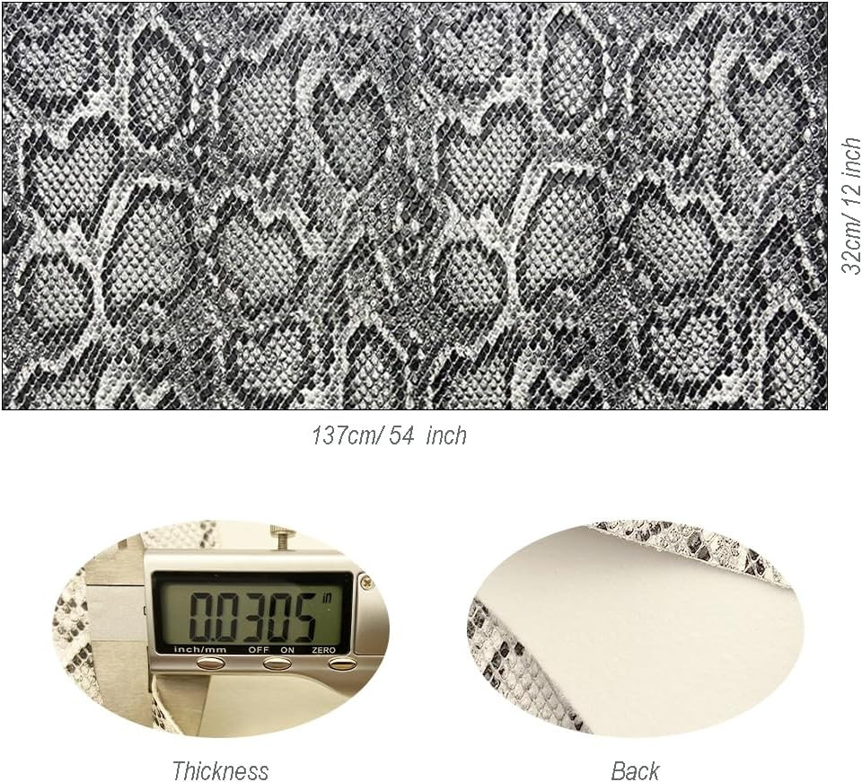 12″X54″ Snake Patterned PU Faux Leather,Embossed Snake Textured Faux Synthetic L