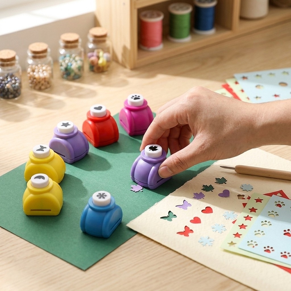 8Pcs Mini Paper Punch Set, Assorted Shapes Craft Hole Punchers for Scrapbooking