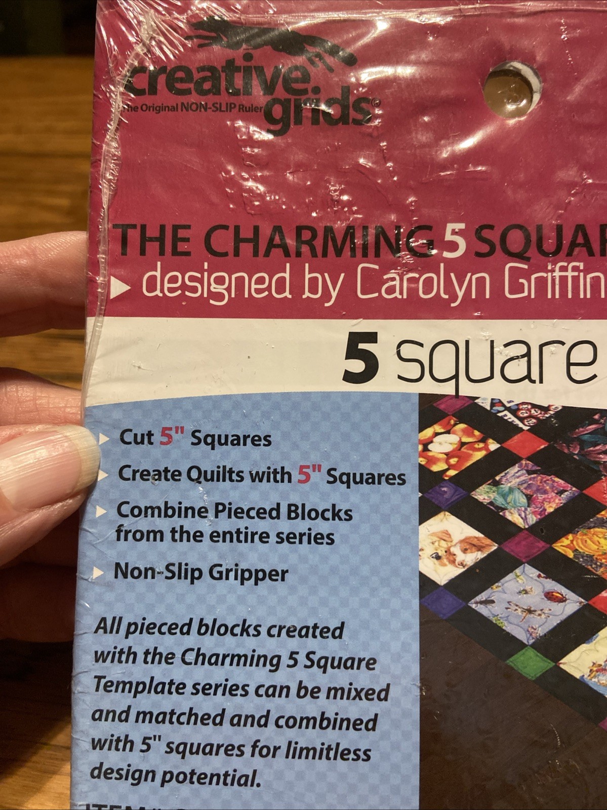 Genuine Creative Grids Quilt Ruler 5” Squares Template Carolyn Griffin #CGRFFQ1