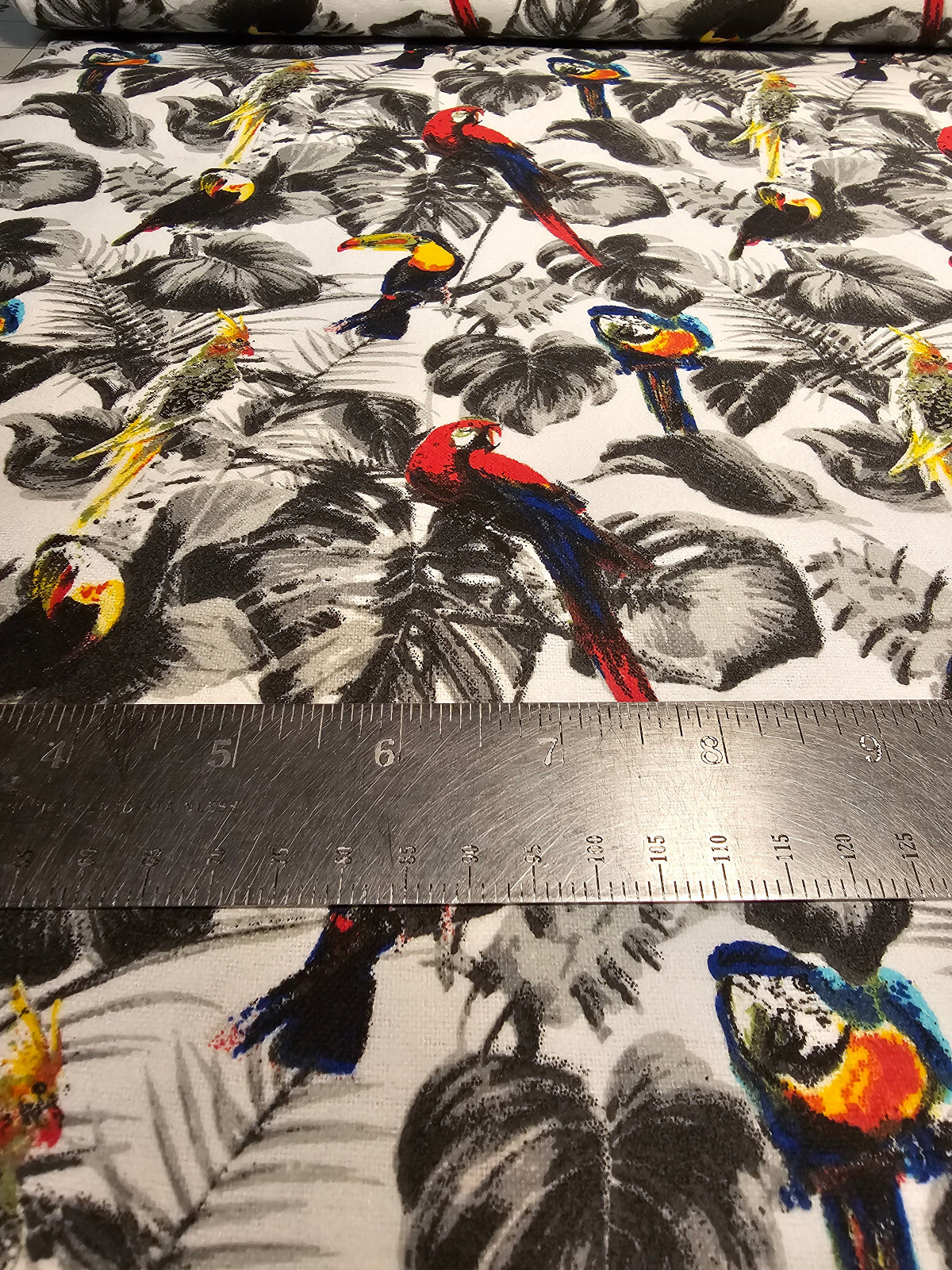 Beautiful Black, Red and Yellow Jungle Parrot Flannel Print BTY