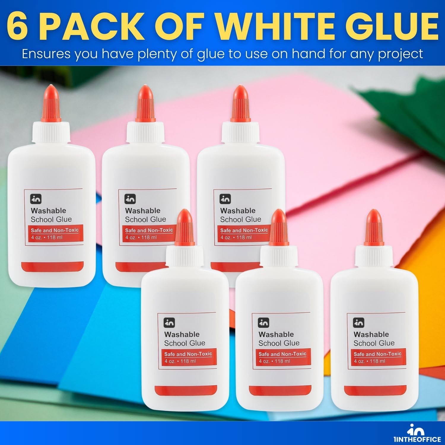 White School Glue Bottle, Washable Liquid School Glue, Non-Toxic, 4 oz./ 118 ml,
