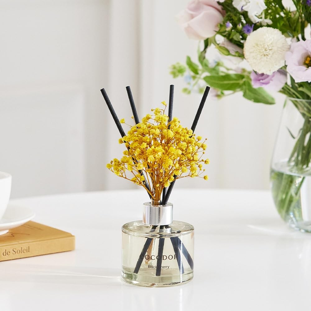 COCODOR Flower Reed Diffuser Set / Real Flower/6.7Ounce/1Pack, Clean Linen
