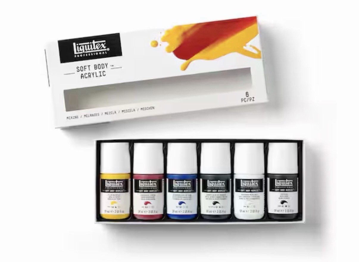 LIQUITEX SOFT BODY ACRYLIC MIXING SET 6pc BRAND NEW FREE SHIPPING