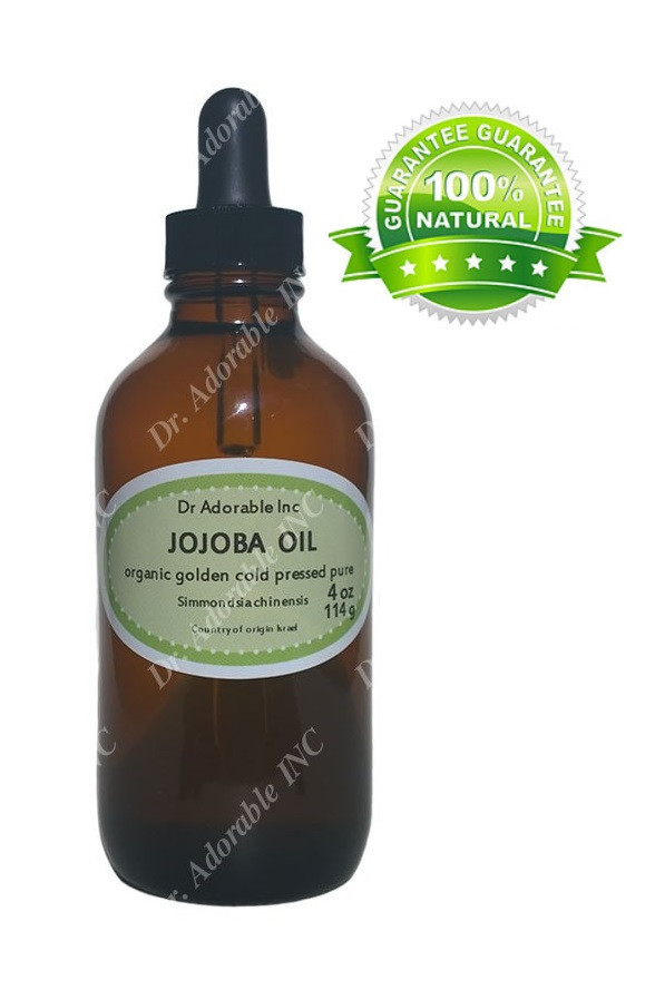Jojoba Oil for Skin Hair Face Nails Lips Cuticles Stretch Marks Beard 4 oz glass