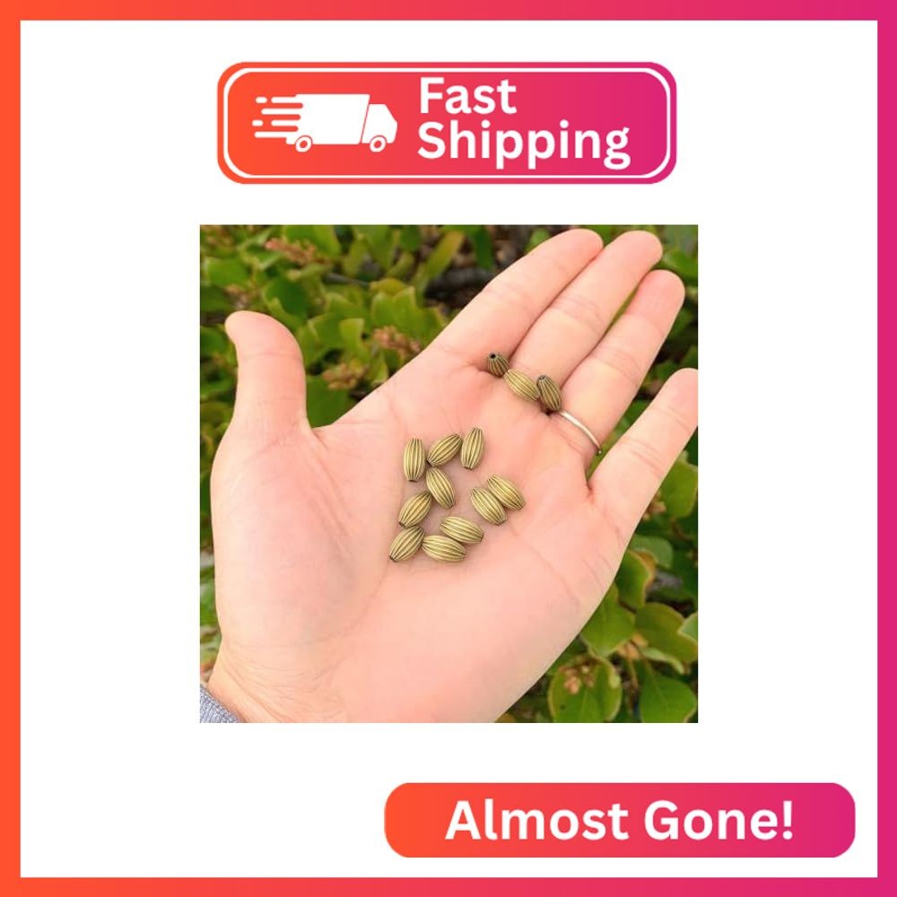 100pcs Corrugated Oval Melon Beads 10x6mm Antique Bronze Plated