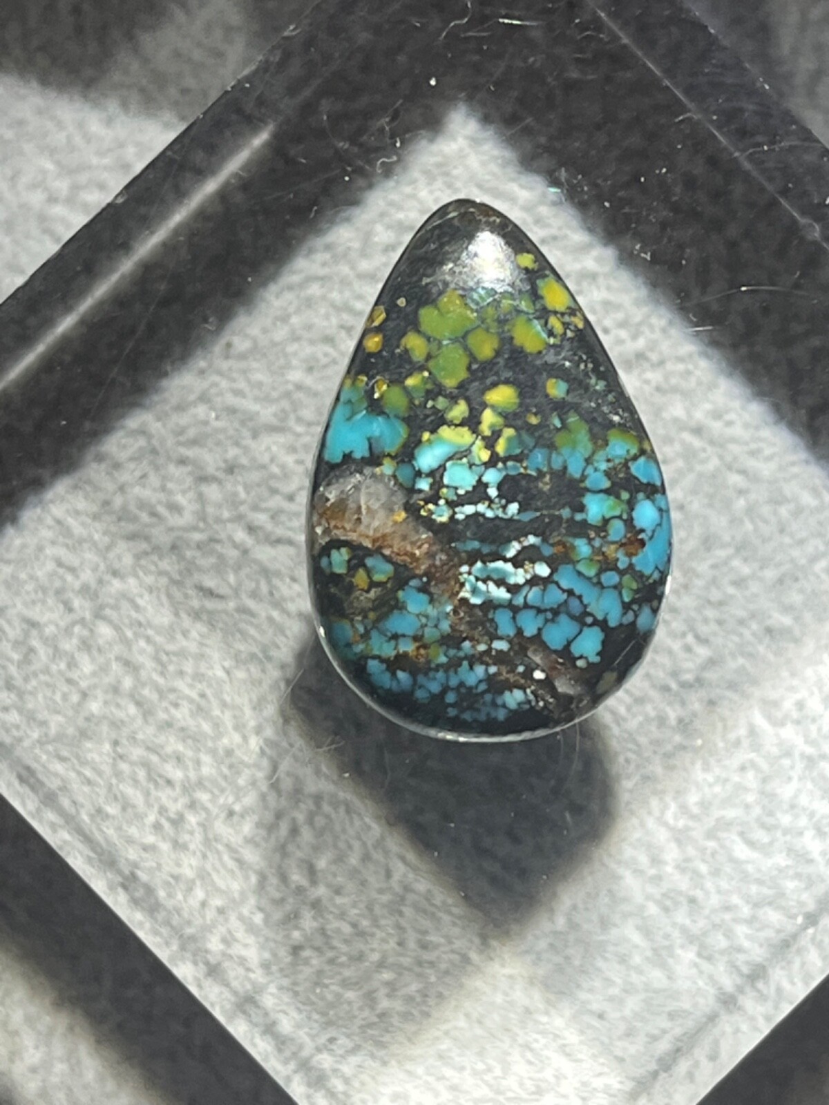 Blue Moon Turquoise 17.75 ctw Pear tear drop Cabochon. Tonopah, Nevada USA mined
