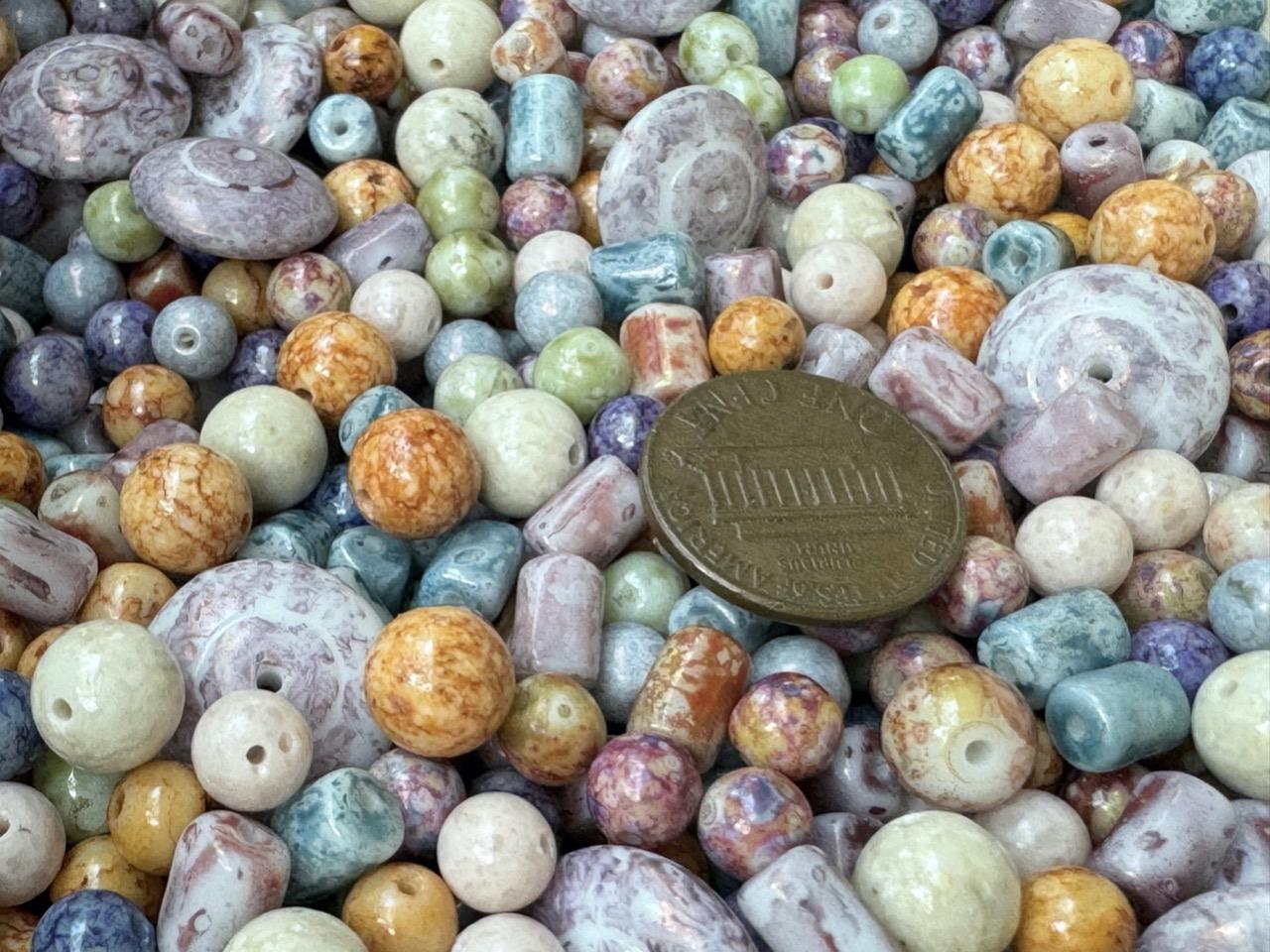 Vintage Glass Picasso Beads Mix 60