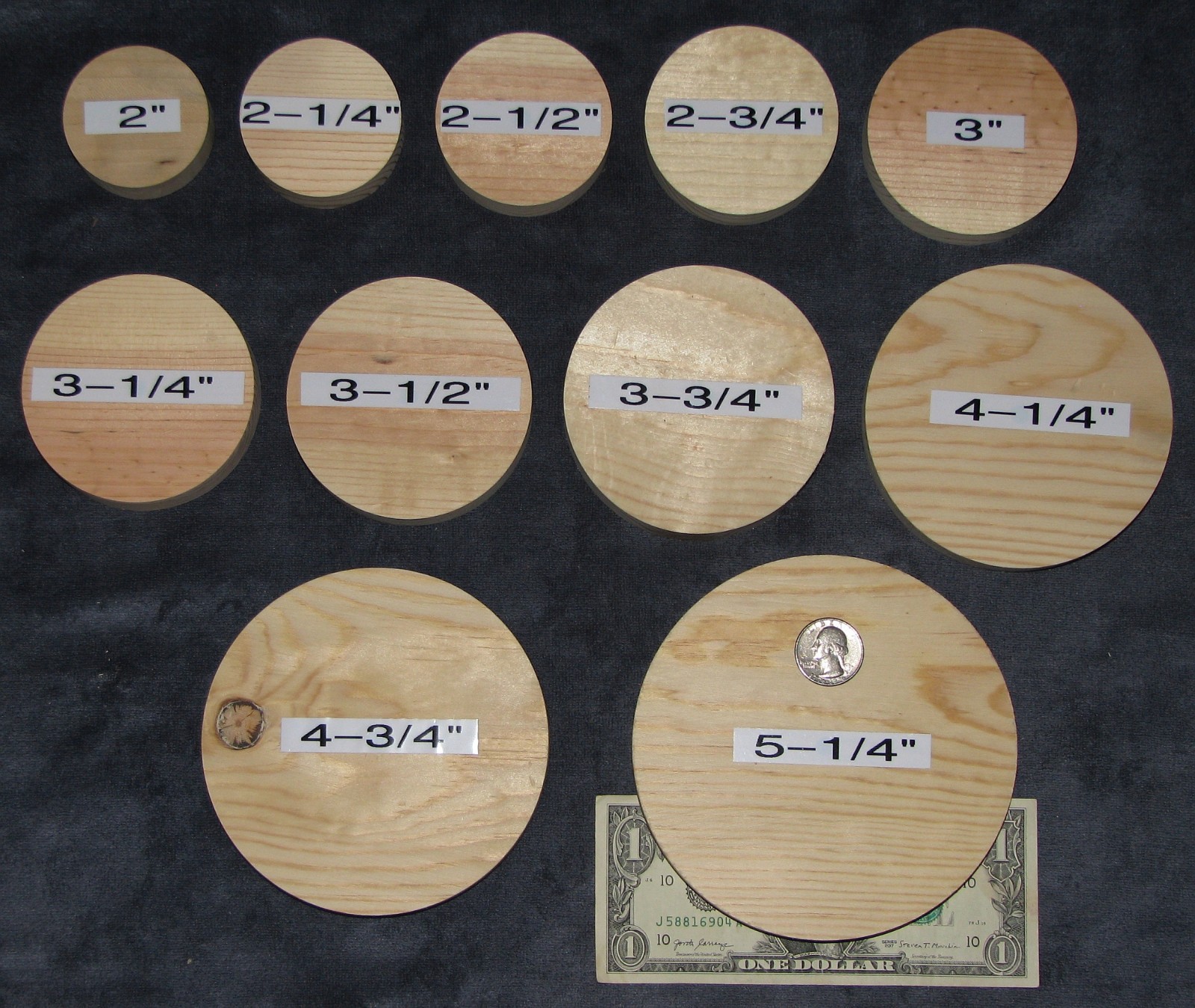 4-8PCS Pine Wood Craft Circles Discs Rounds 3/4″ Thick 2″ TO 5.25″ Medium Sanded