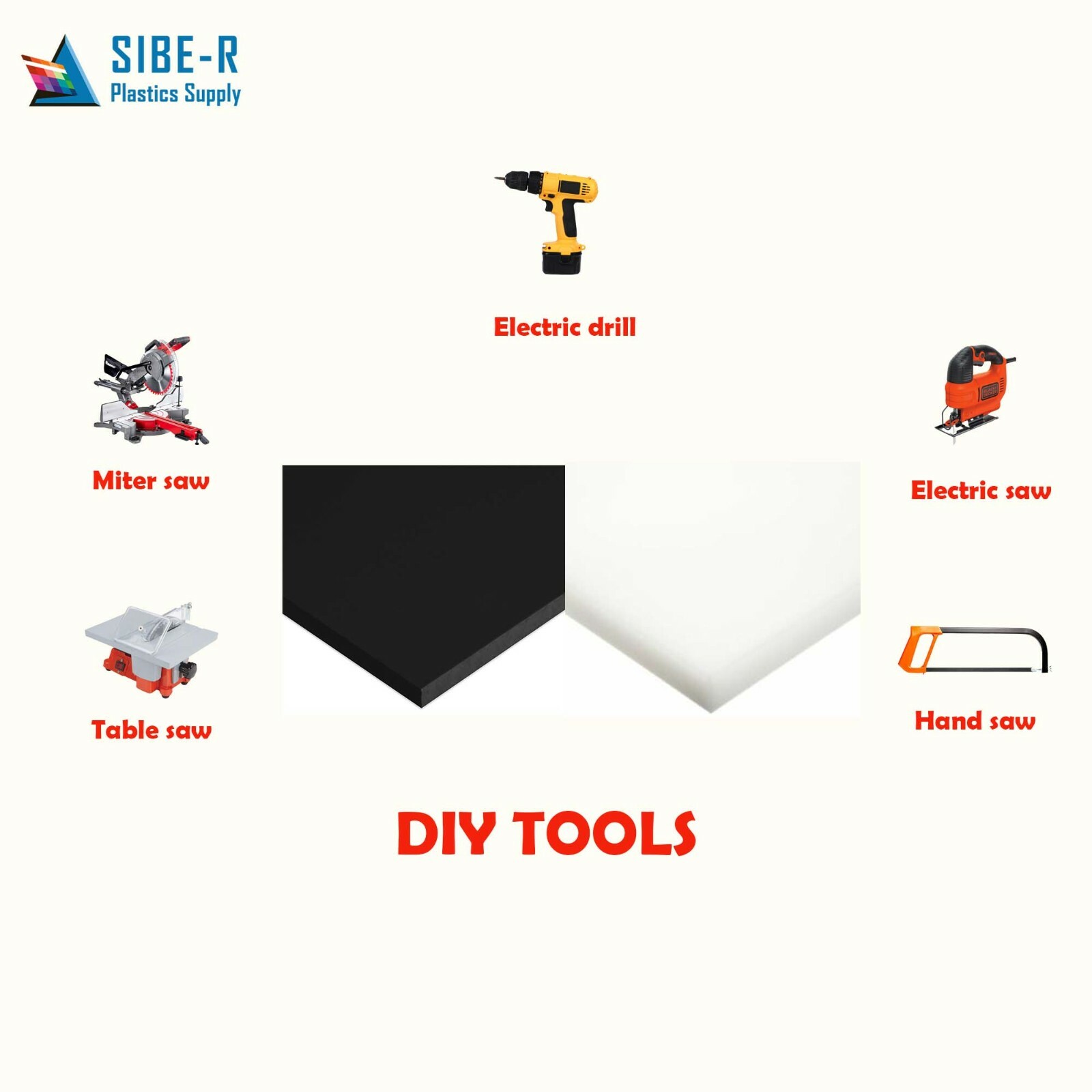 Sibe-R Plastic Supply℠ BLACK OR WHITE KING STARBOARD 1/2″ POLYMER HDPE SEA^