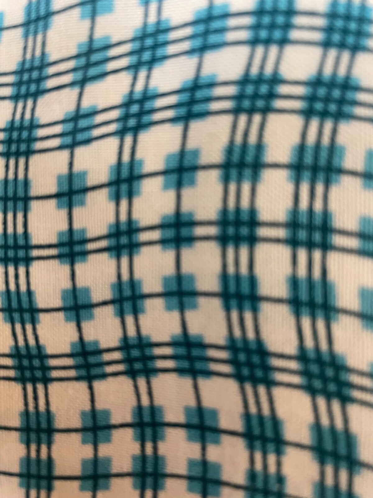 Fabric Lot 2 Yards 26 Inches 42 W Wavy Checks Stripes Turquoise Aqua White