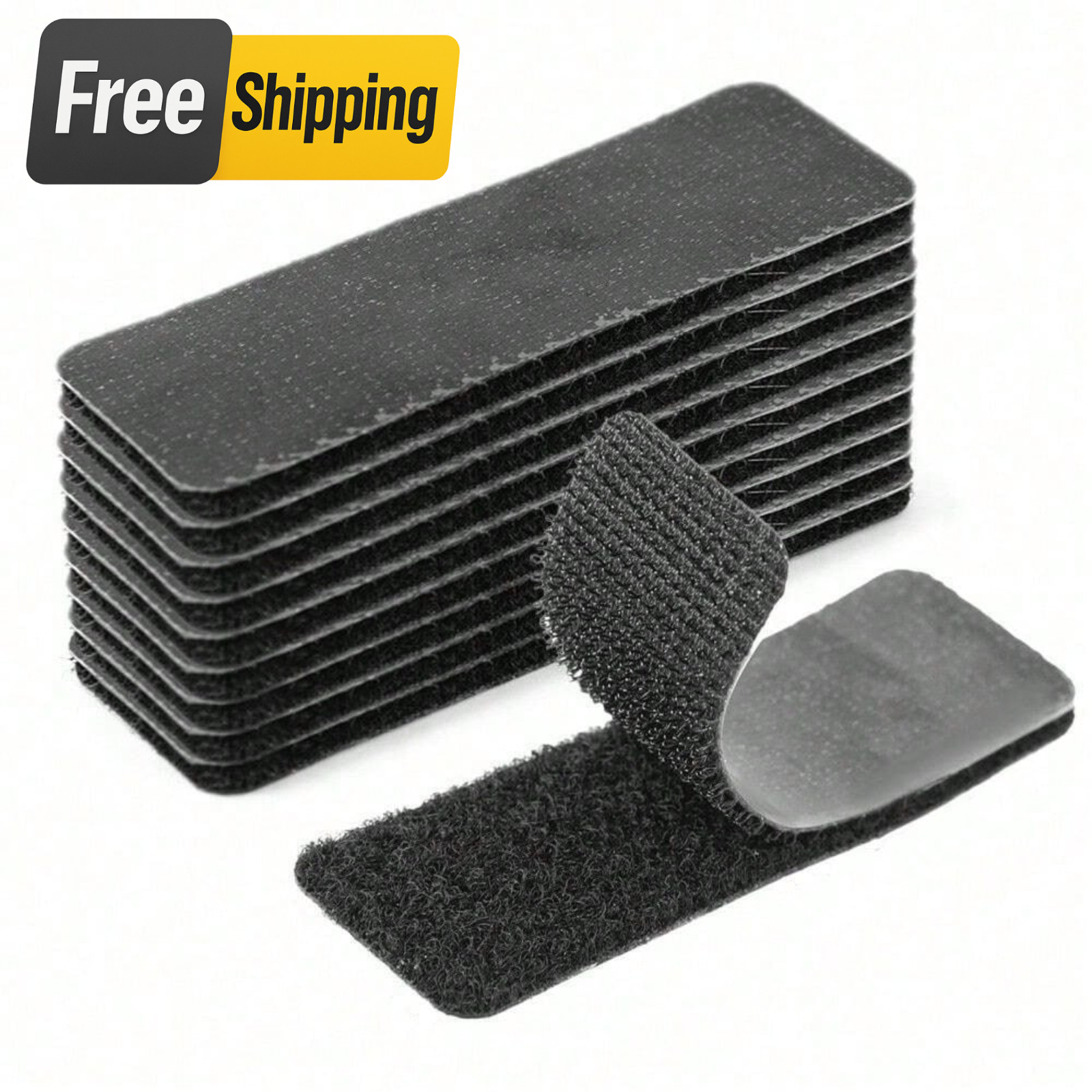 30Pcs Self Adhesive Hook Loop Strips Black Heavy Duty Sticky Back Tape Fastener