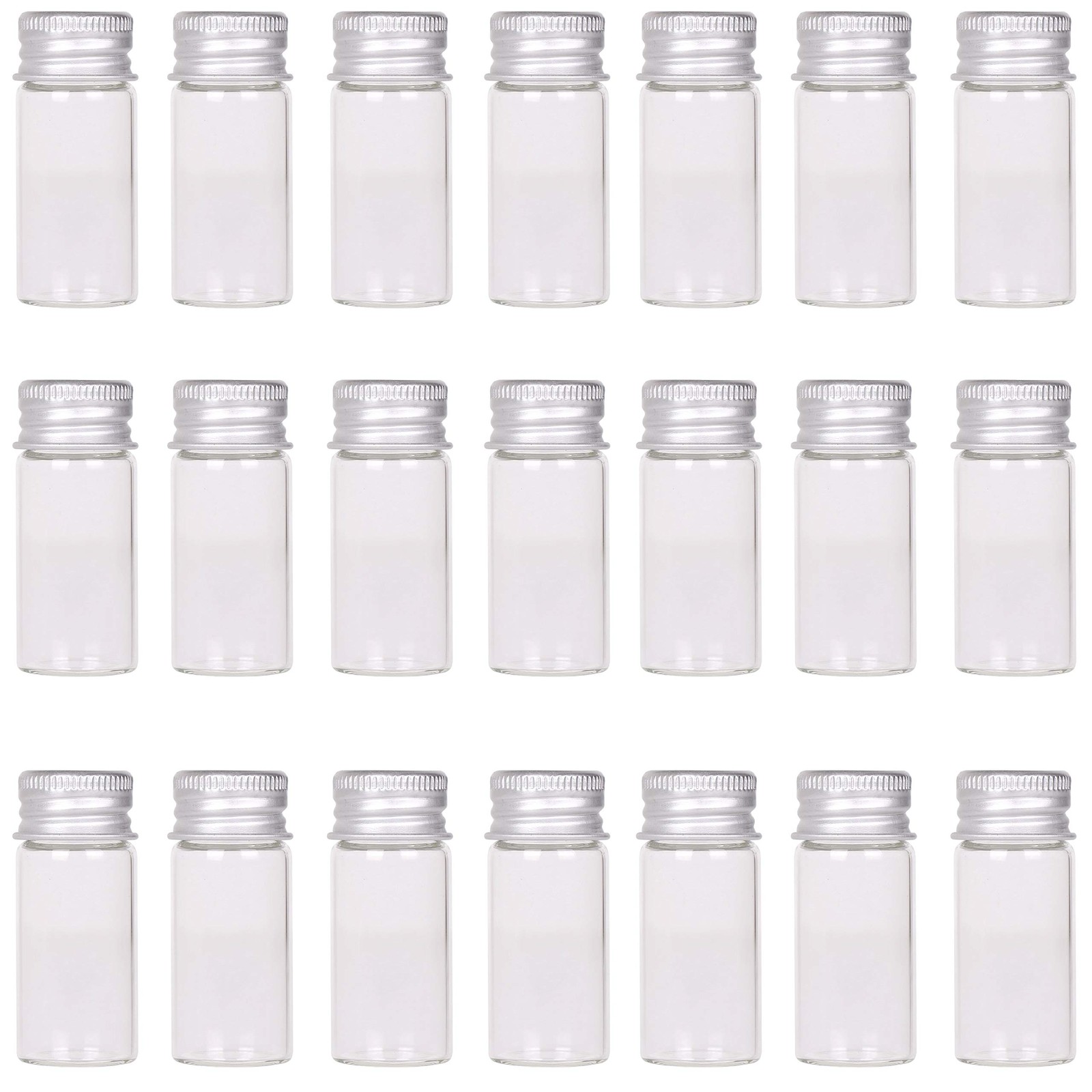 24 Sets 10Ml Glass Vials Small Bottles Mini Tiny Jars with Aluminum Screw Caps S