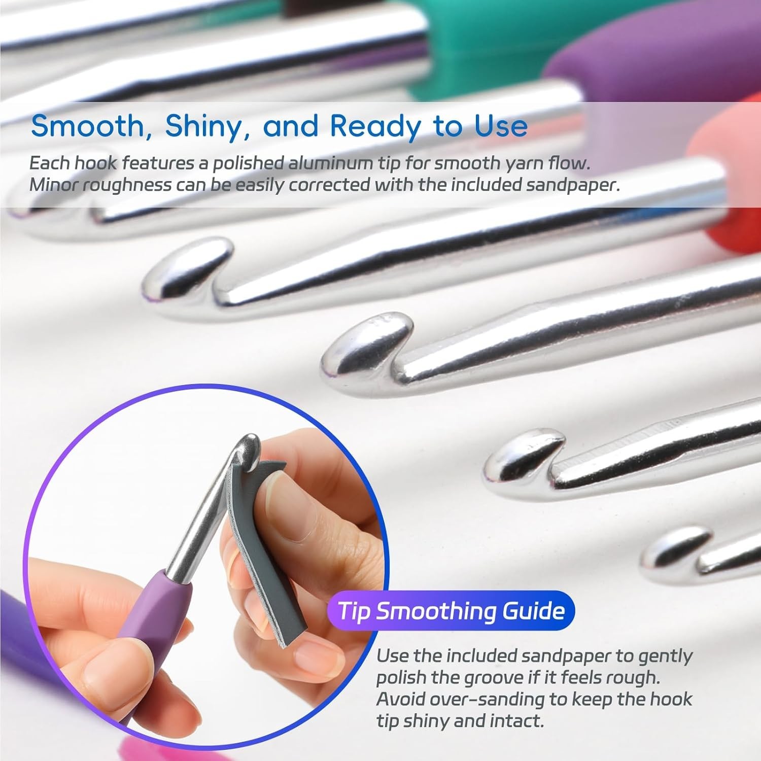 Crochet Hooks Set Clover Amour Steel Pastel 14 Pcs Ergonomic Easy Grip Bright