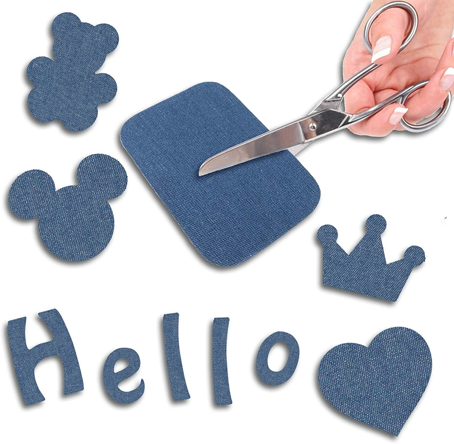 HTVRONT 20PCS DIY Iron on Denim Patches Jeans Clothing Repair Kit – 4 Colors
