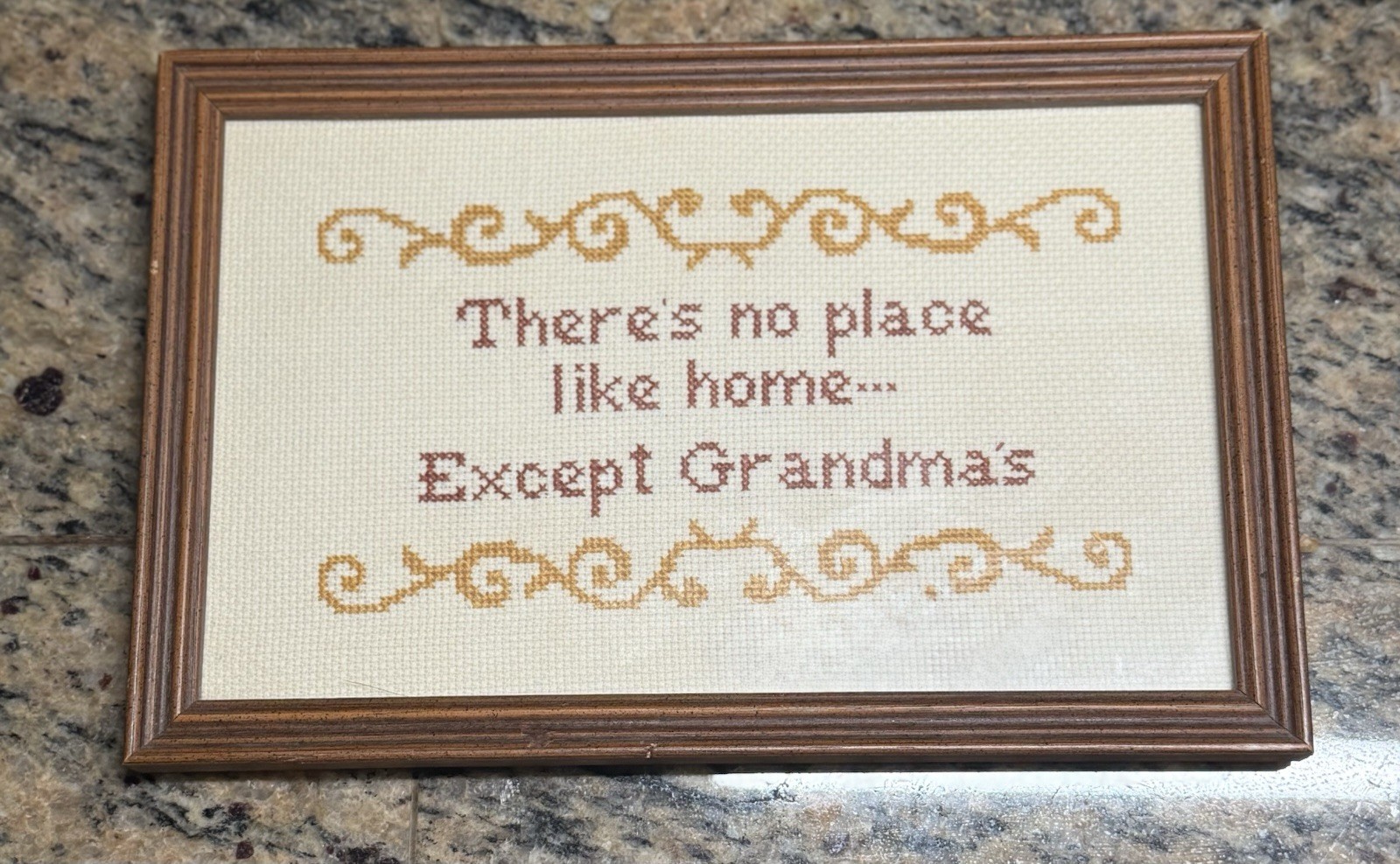 Handmade Framed Cross Stitch There’s No Place Like Home Except Grandma’s