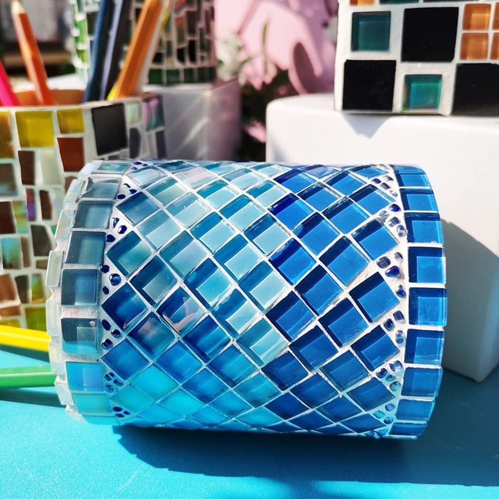 Glass Mosaic Tiles 2.2LB 4 Shapes Stained Glass Pieces for DIY Crafts Home Decor