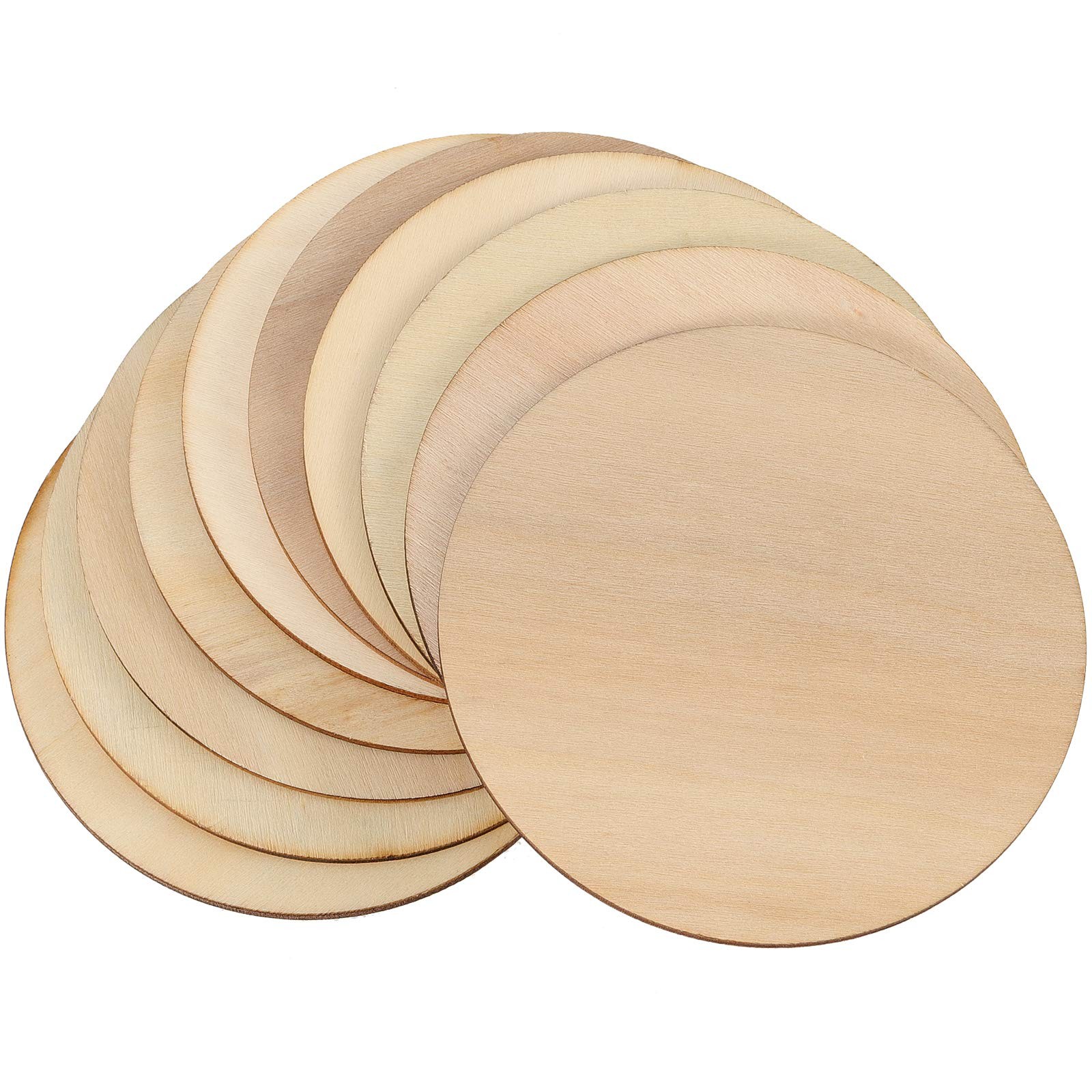 50 PCS 7.8 Inch Wood Discs for Craft, Natural Unfinished Wood Rounds Circle, …