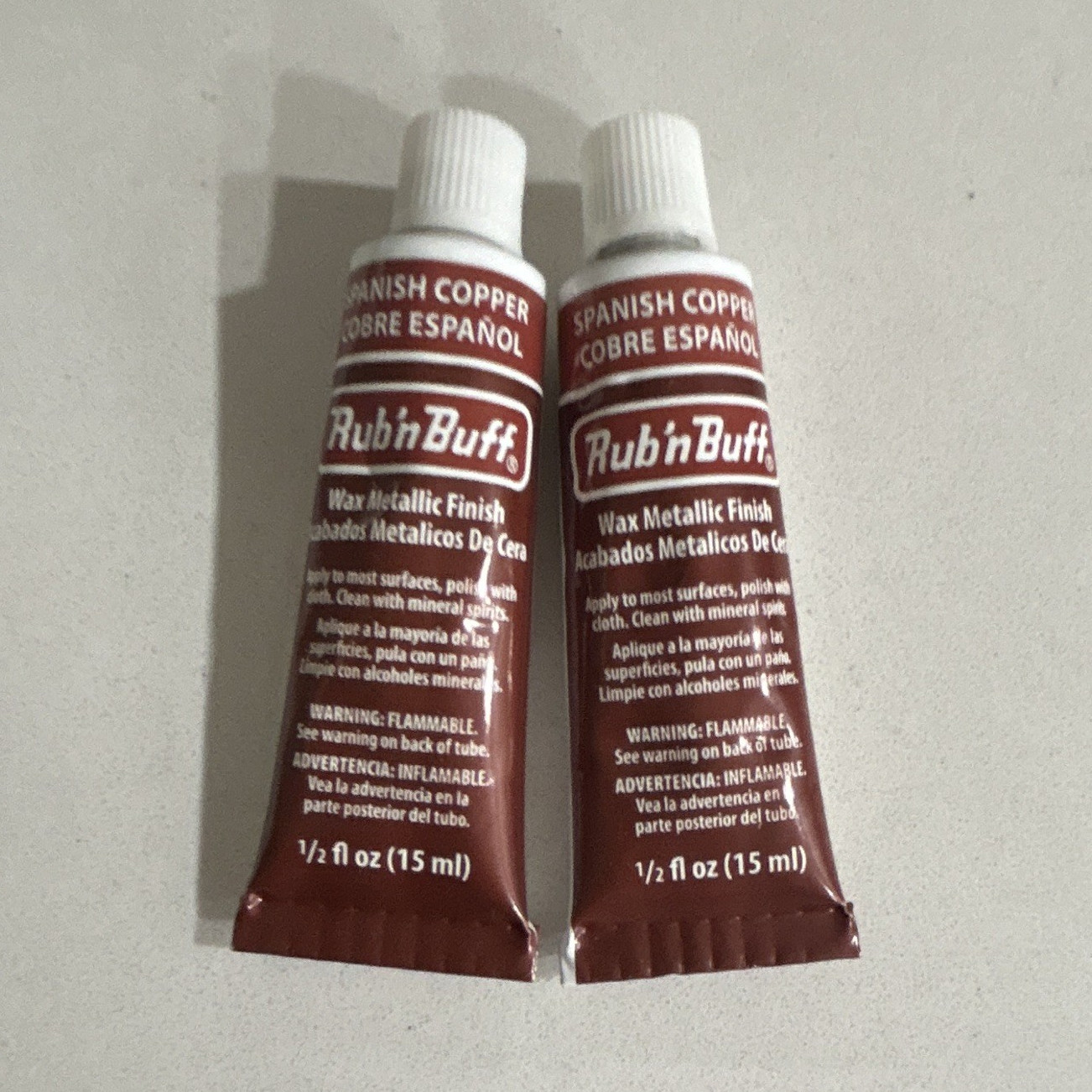 Rub ‘n Buff Spanish Copper Wax Metallic Finish 1/2 fl oz (15 ml) Tubes Lot 2