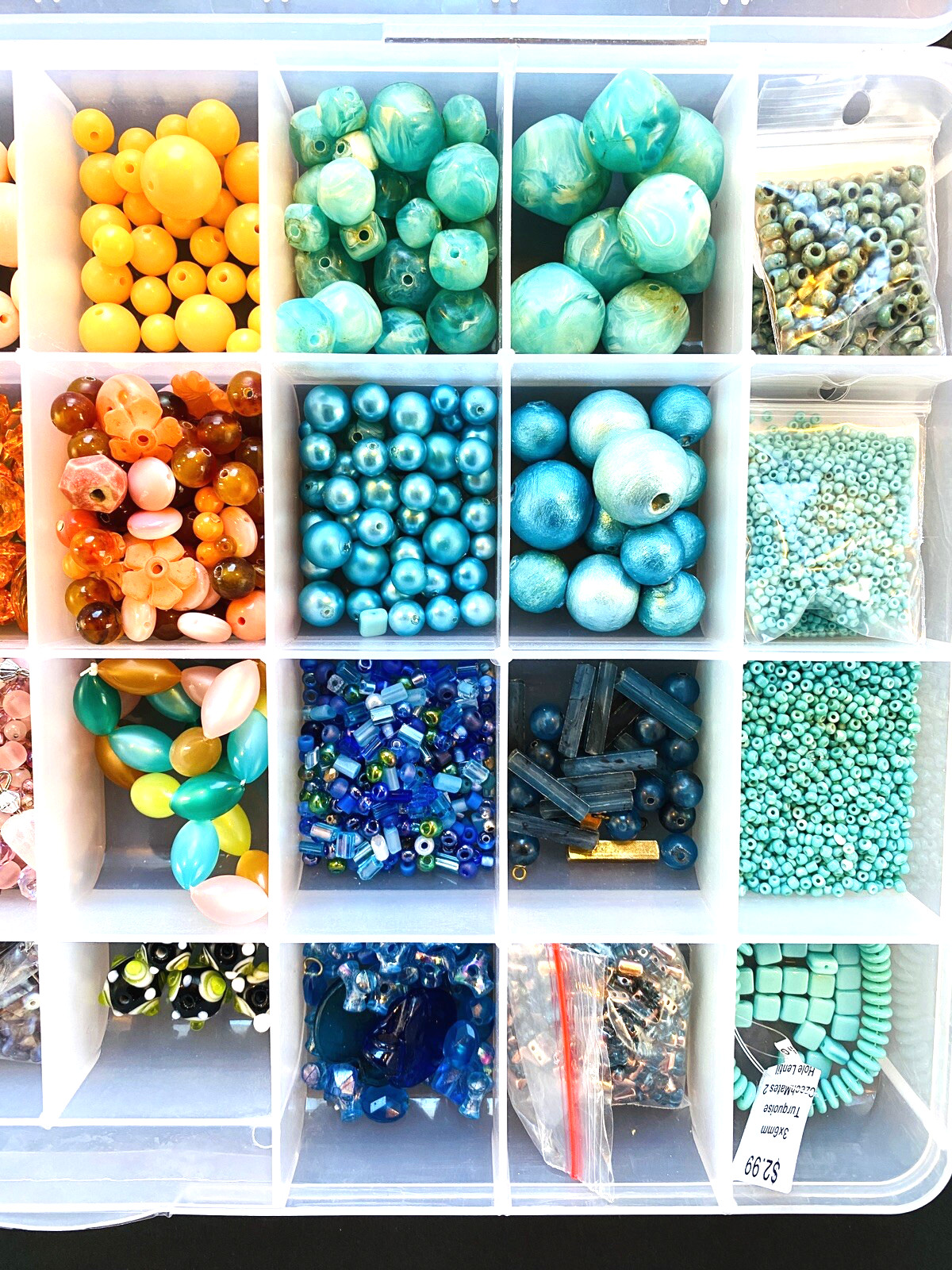 TRAY + COLORFUL BEADS! Vintage + Modern Glass Clay Plastic Acrylic Seed Lampwork