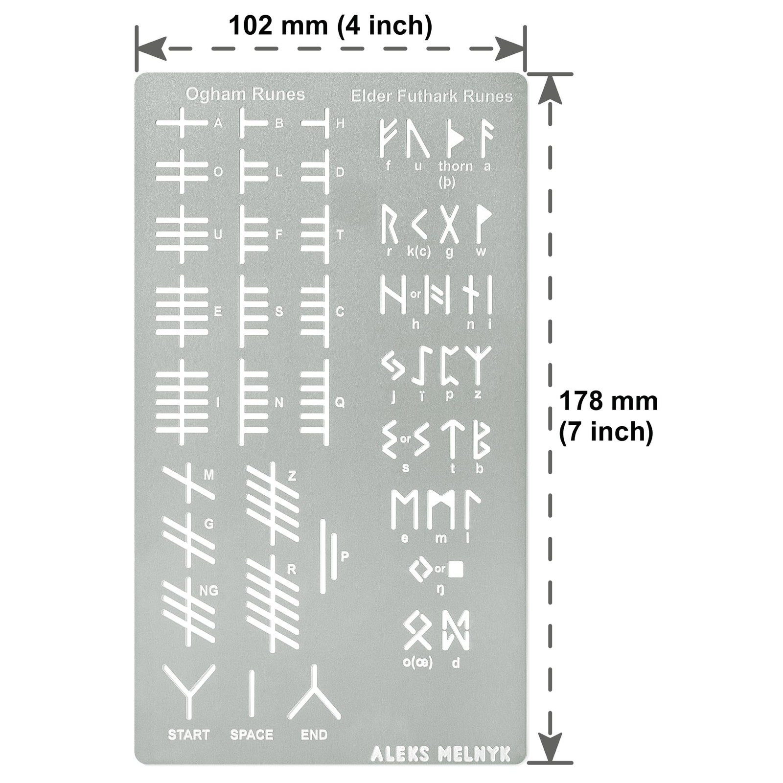 No.421 Metal Stencil, Elder Futhark and Ogham Runes, Ancient Alphabet, Sigil …