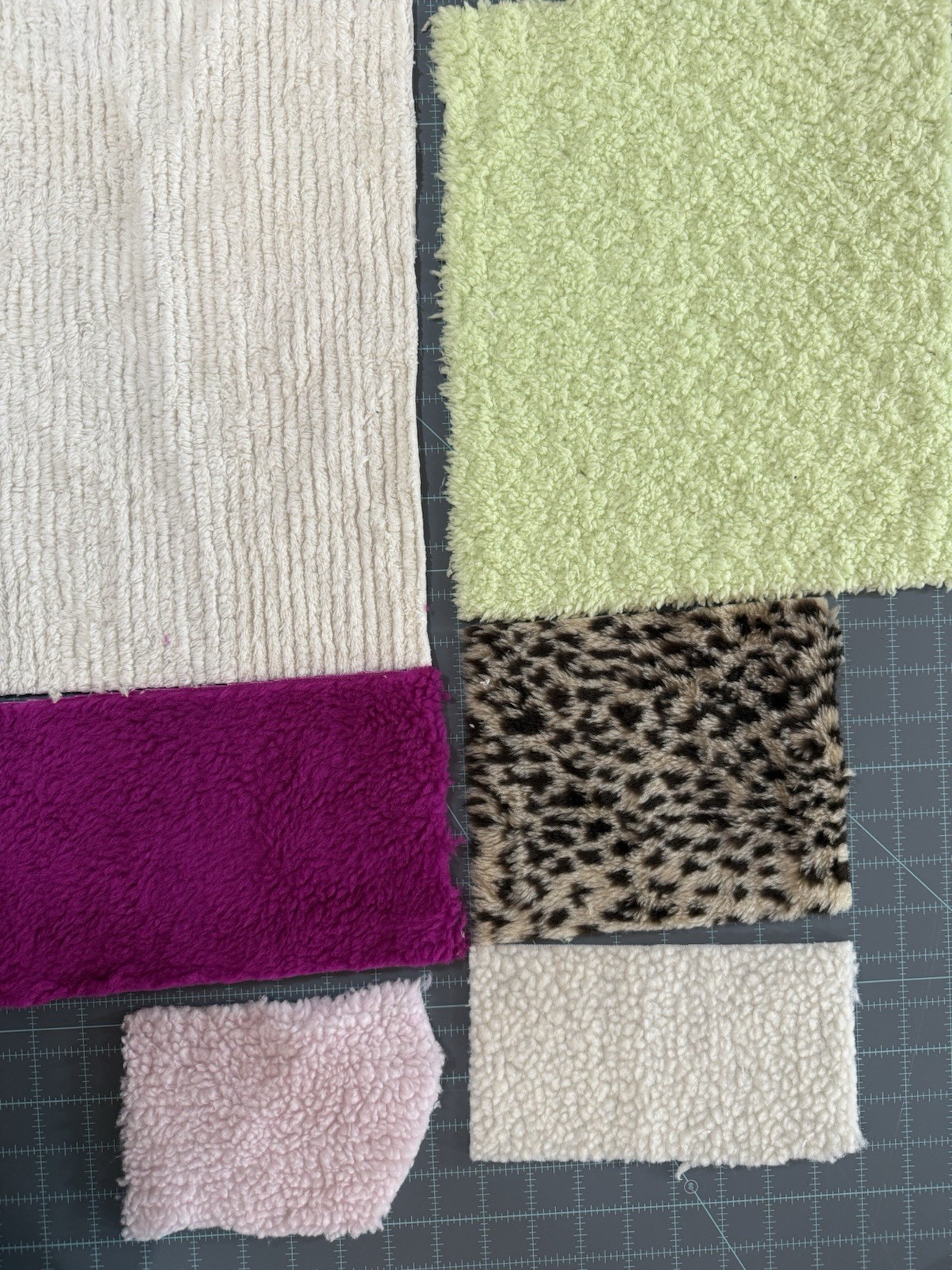 Fabric Different Textured Scrap Pieces Soft Fuzzy 4”-10”W Length Varies Crafts