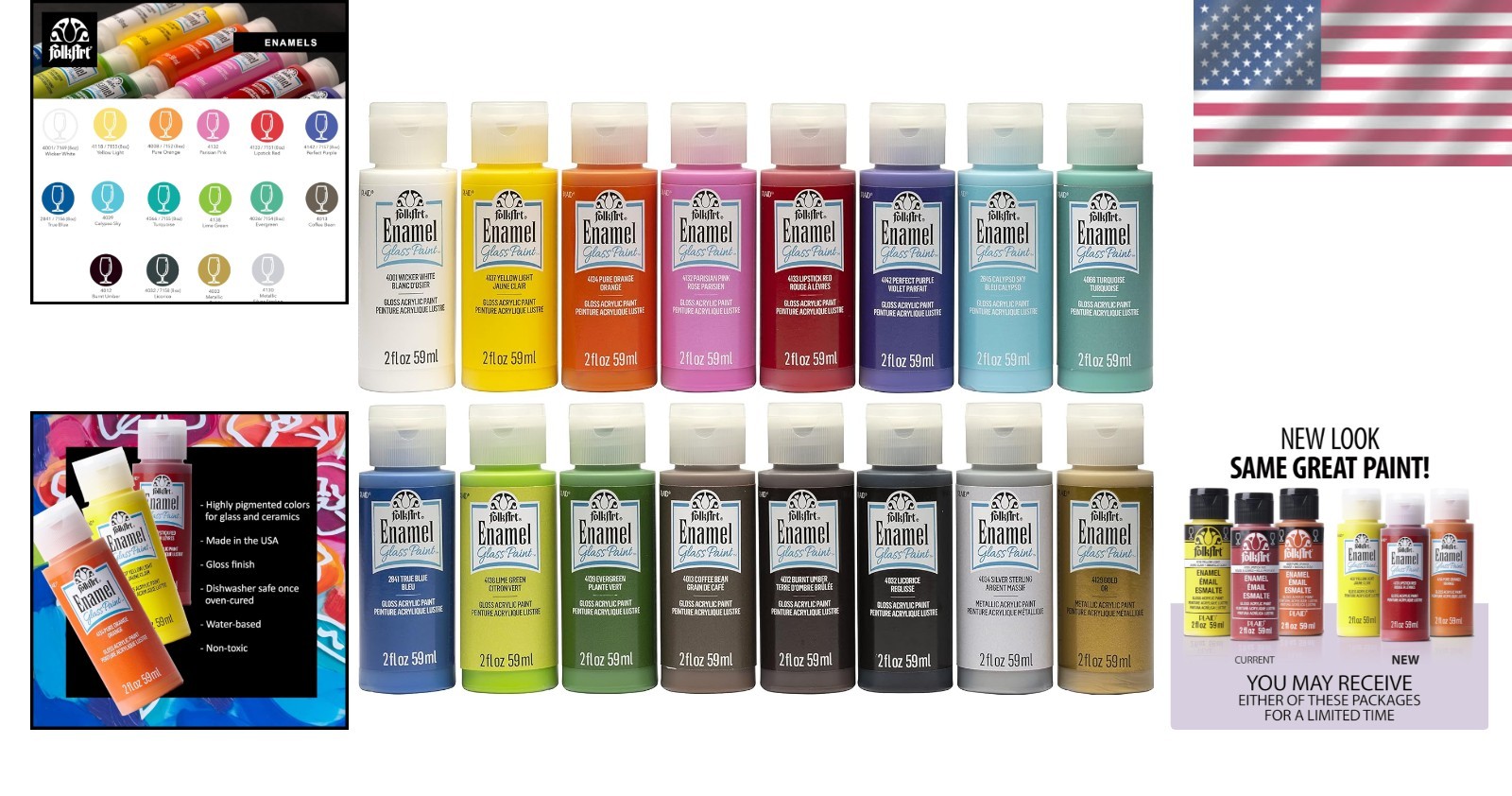 American-Made Enamel Paint Set – 16 Assorted Colors