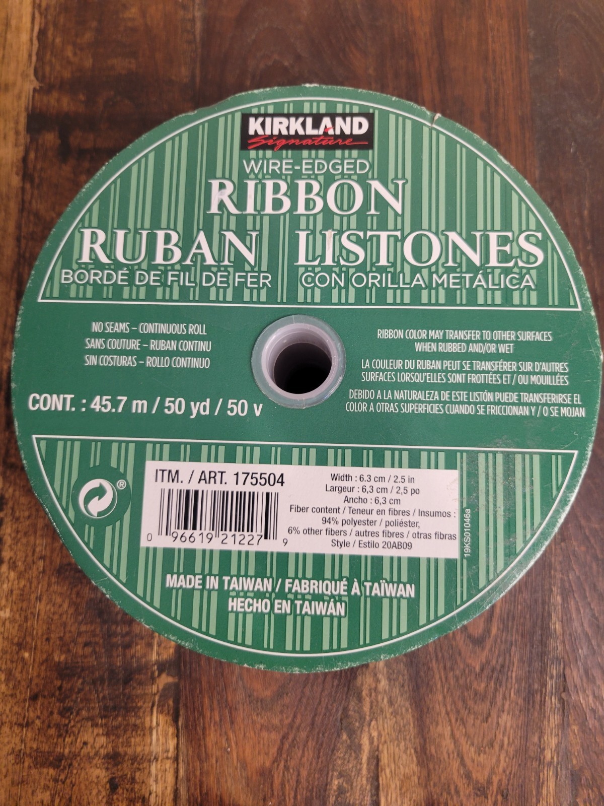 KIRKLAND WIRED-RIBBON 45.7m NEW IN PACKAGE Red & Gold Two Tone Stripes 2 1/2” W
