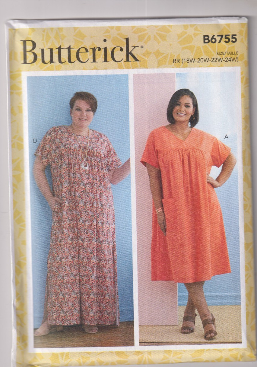 6755 BUTTERICK – DRESS in 2 Lengths – Sz 18/20/22/24