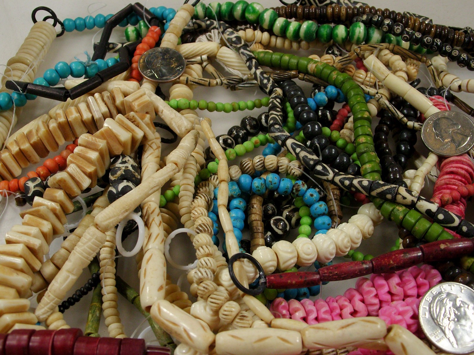 2 Pounds Odds and Ends India Handmade Water Buffalo Bone Beads Lot (AXP-2) ⭐