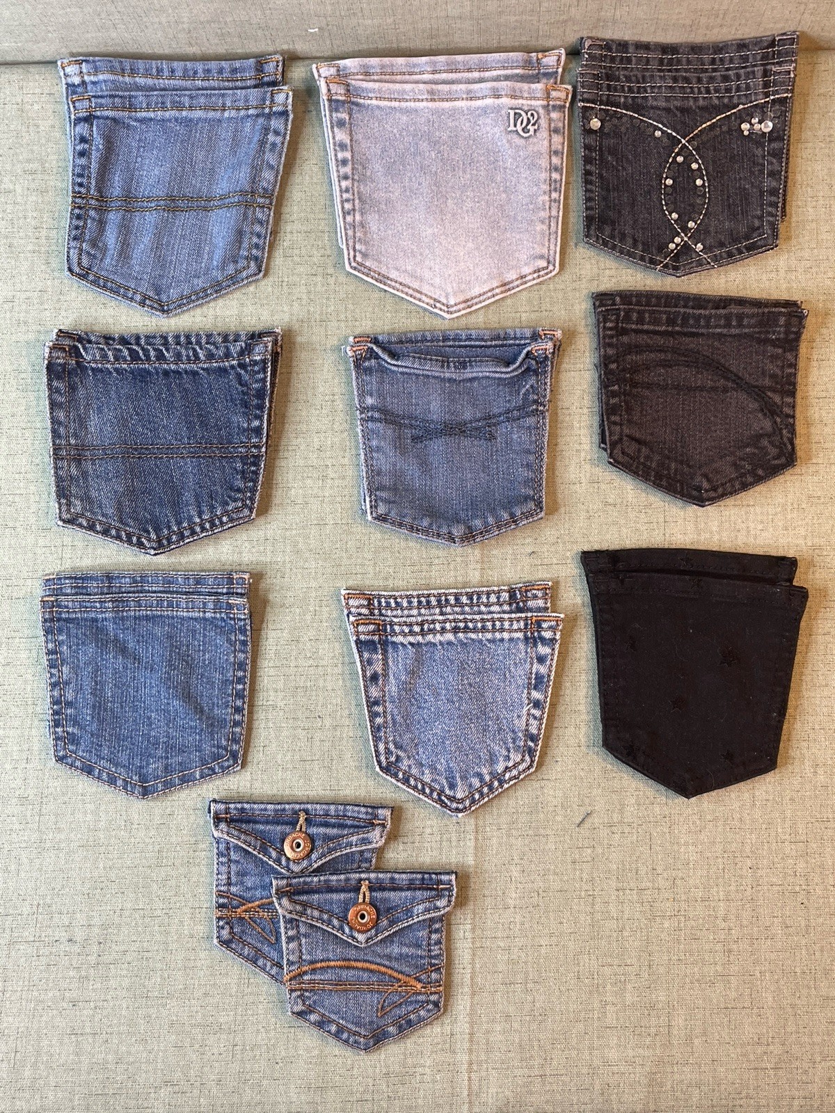 30 Pair Back Pockets Denim Jean for Quilting Crafts Sew Mixed Sizes 4″ to 6″